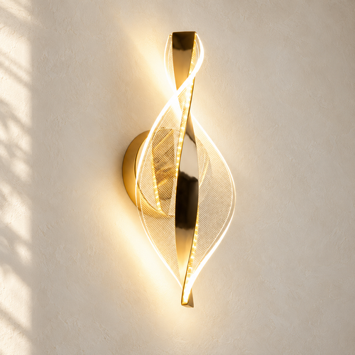 Applique murale LED dorée à rubans entrelacés — 30 cm — finition dorée, mise en scène