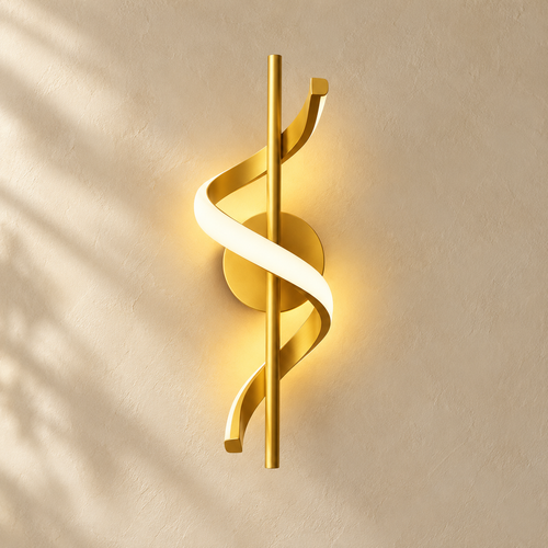 Applique murale LED spirale — 40 cm — finition dorée, mise en scène